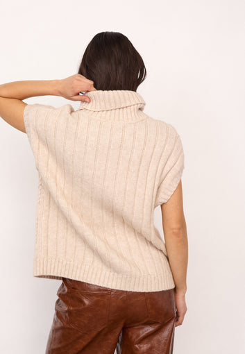 Co´Couture 32222 Rowcc Oversize Cable Knit Vest Creme