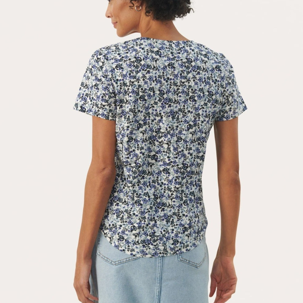 Part Two W GesinasPW T-Shirt Faded Denim Mini Flowerprint