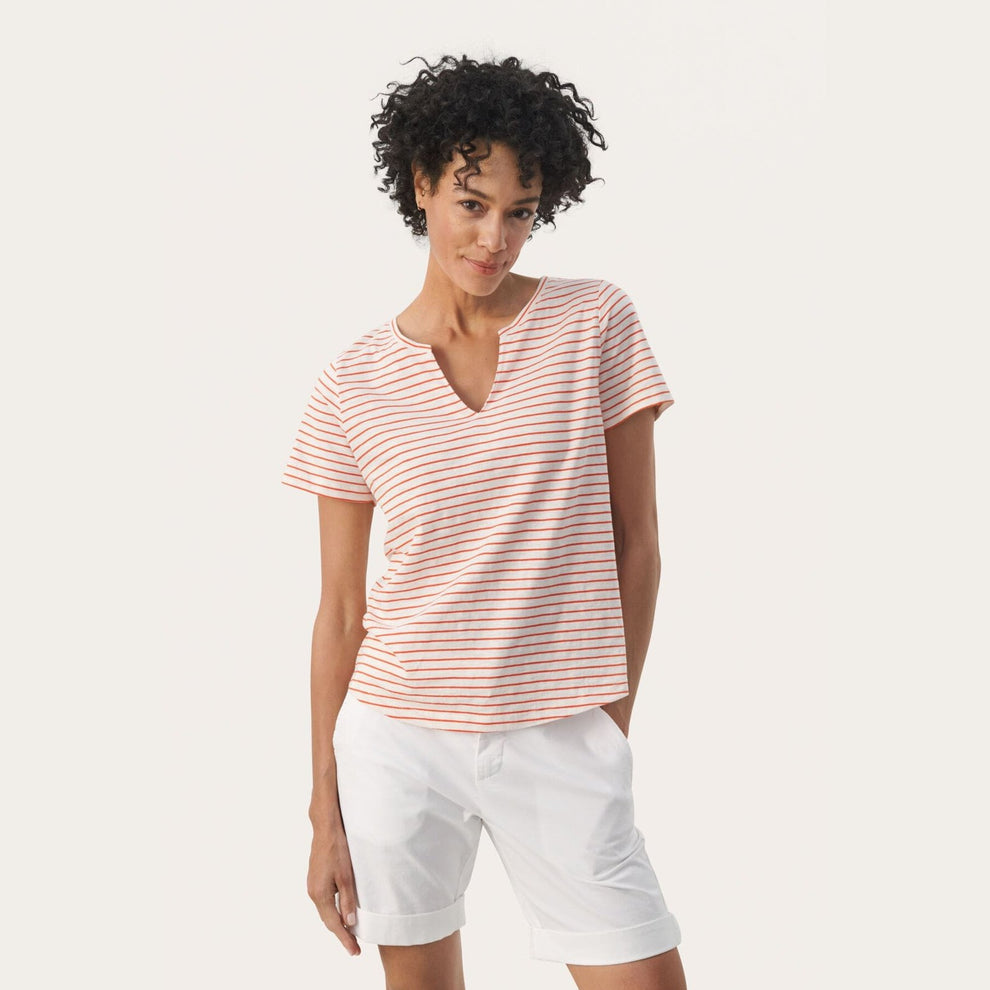 Part Two W Gesinas T-Shirt Mandarin Red Stripe