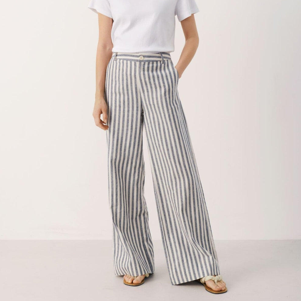 Part Two W Ninnes Bukser Midnight Navy Stripe