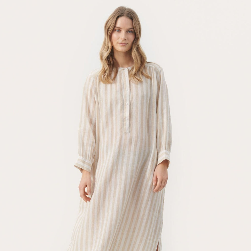 Part Two W Alia Dress White Pepper Stripe