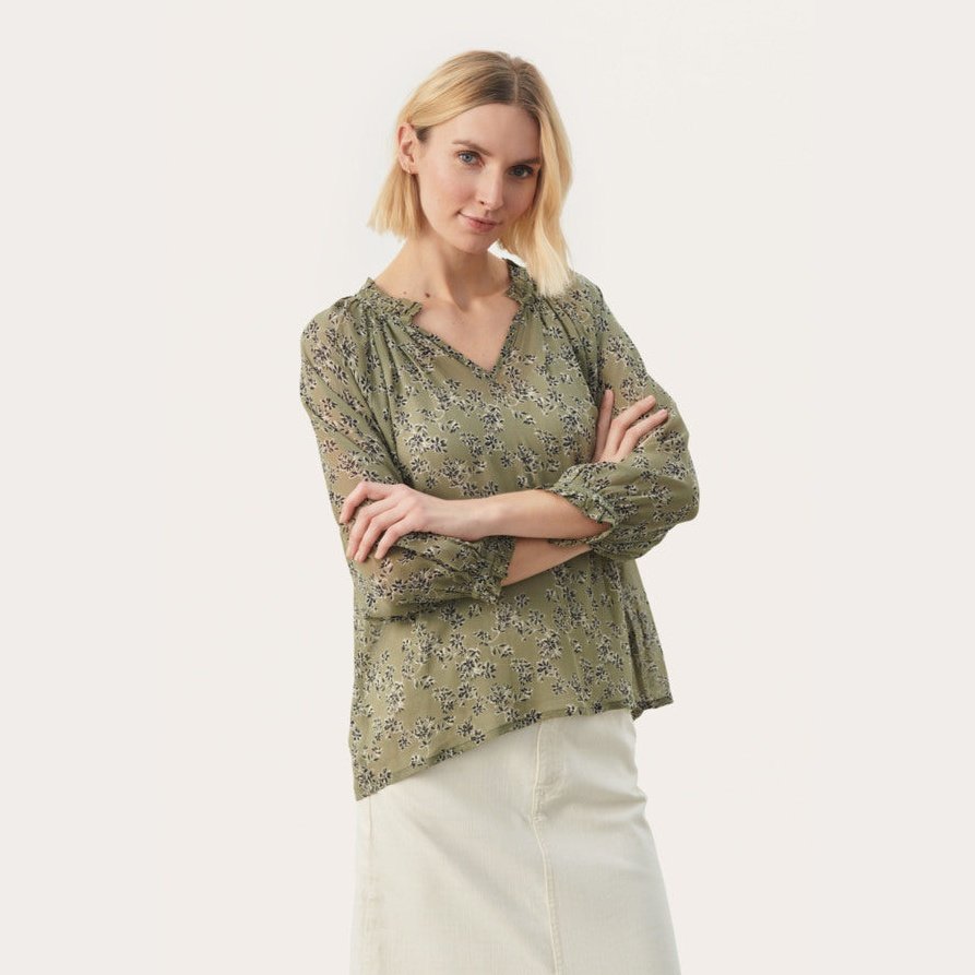 Part Two W ElsiaPW Bluse Vetiver Scattered