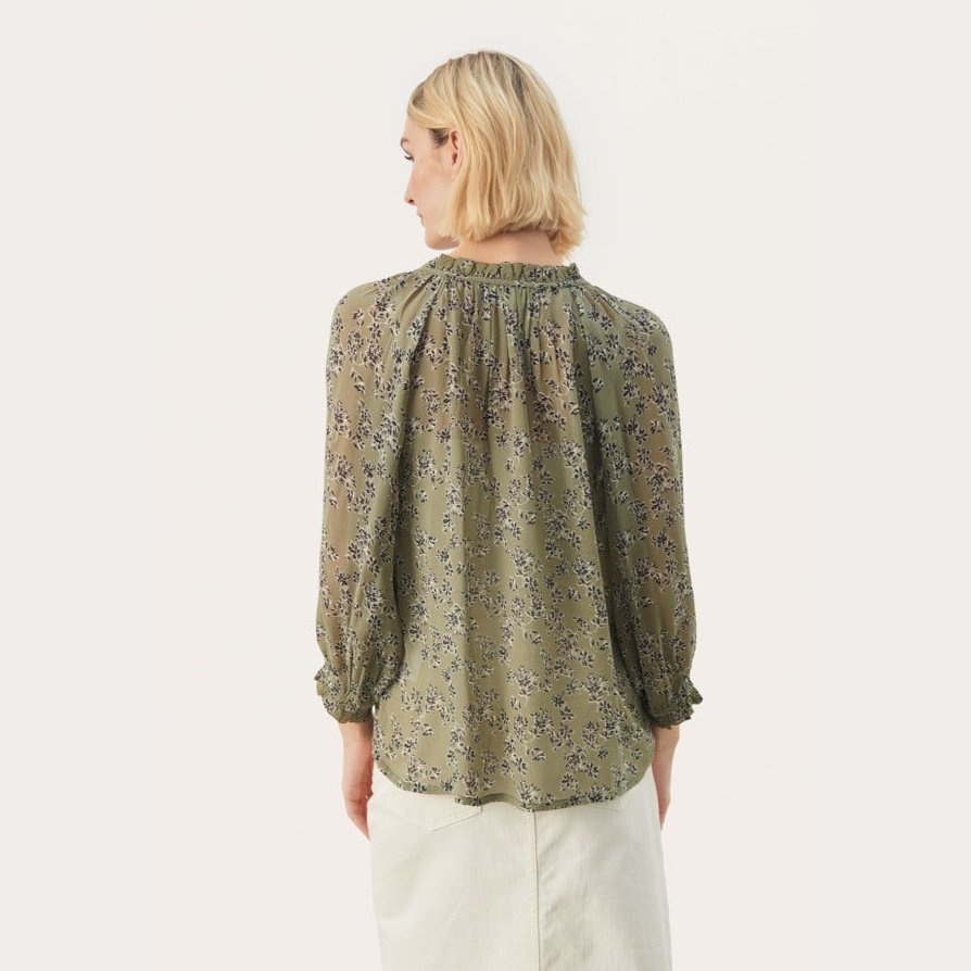 Part Two W ElsiaPW Bluse Vetiver Scattered
