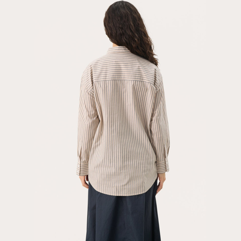 Part Two SavannaPW SH Shirt Neutral Twin Stripe