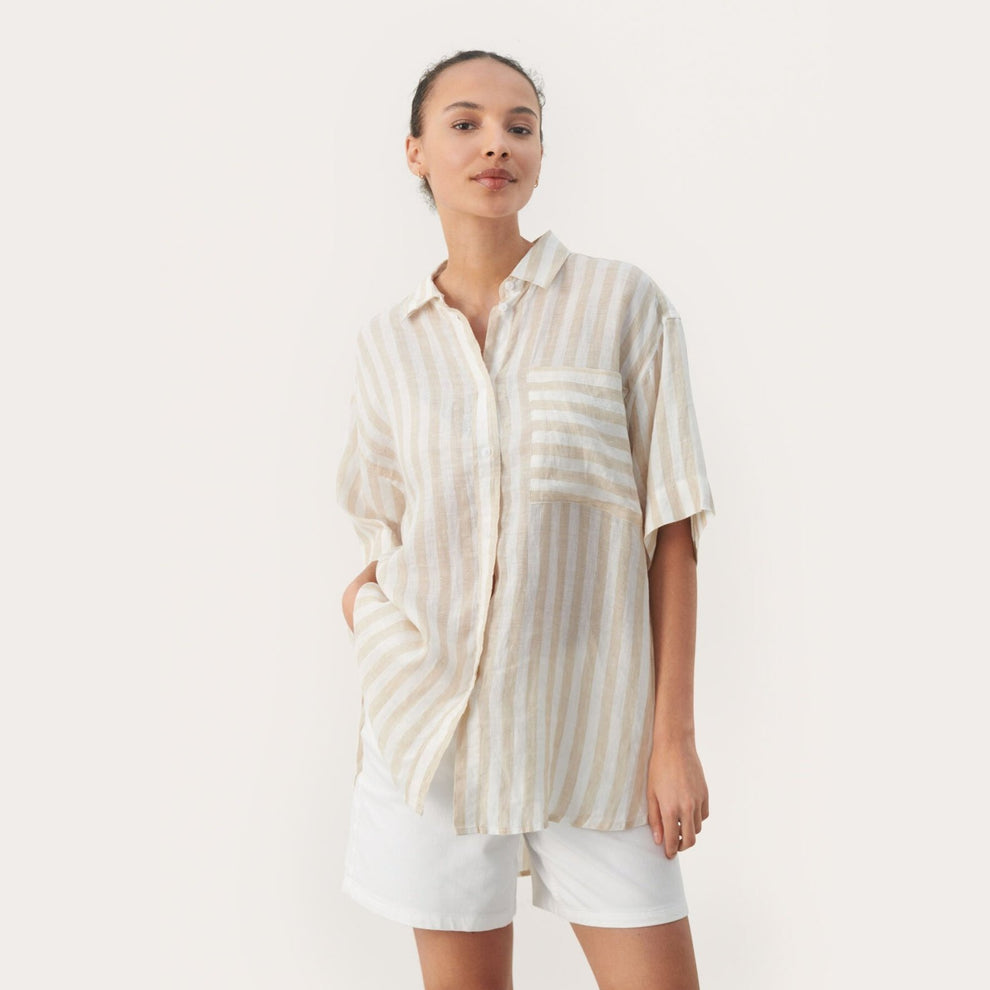 Part Two W Garine Shirt White Pepper Stripe