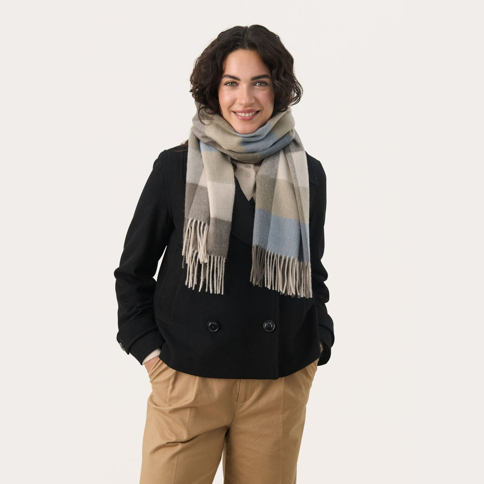 Part Two W Kitha Scarf Smokey Olive Check