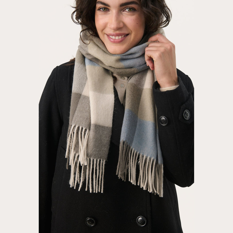 Part Two W Kitha Scarf Smokey Olive Check