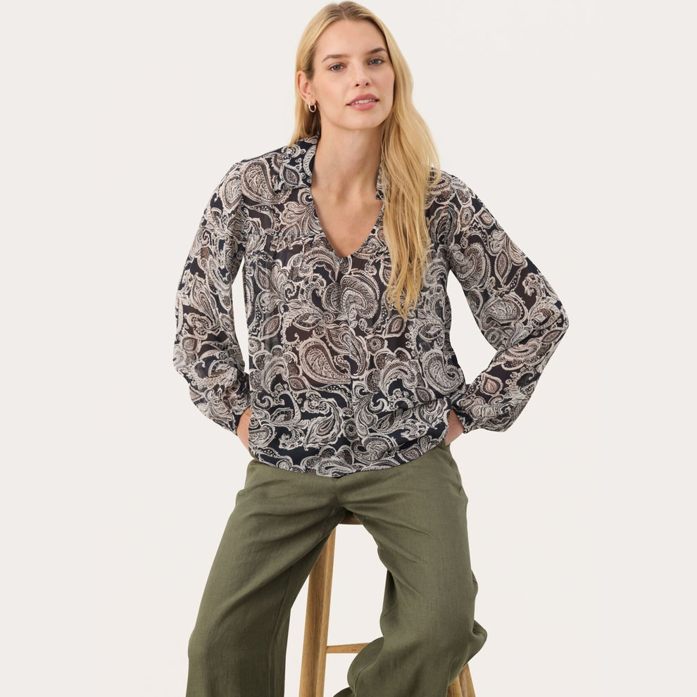 Part Two NicholinaPW BL Bluse After Midnight Paisley Print