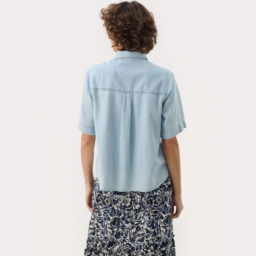 Part Two NiclaPW SH Shirt Whiteish Blue Denim