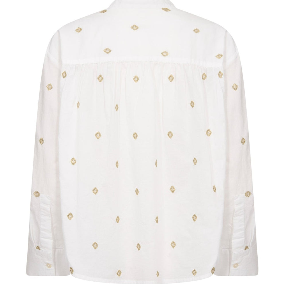 Part Two NatalePW BL Bluse Bright White Gold Embroidery