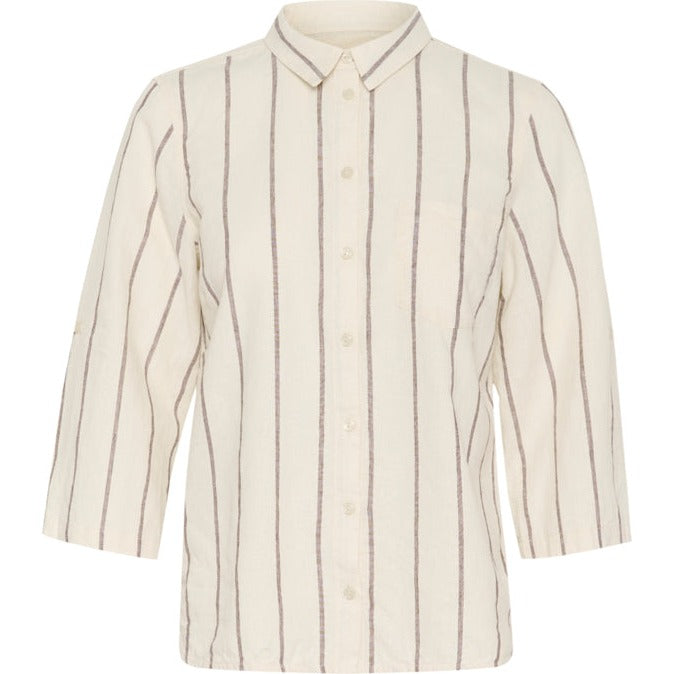 Part Two CindiePW SH Shirt Eggnog and Brown Stripe