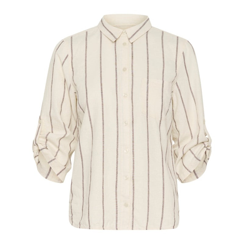 Part Two CindiePW SH Shirt Eggnog and Brown Stripe
