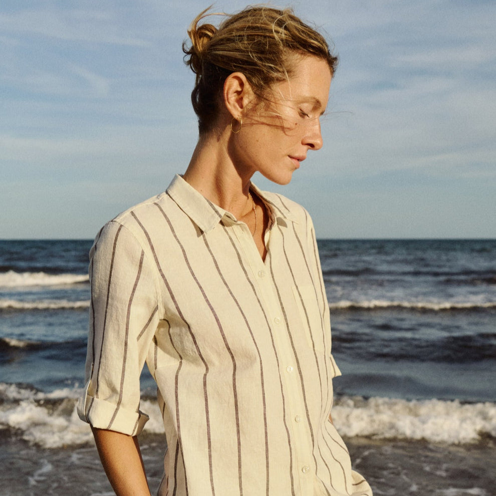 Part Two CindiePW SH Shirt Eggnog and Brown Stripe