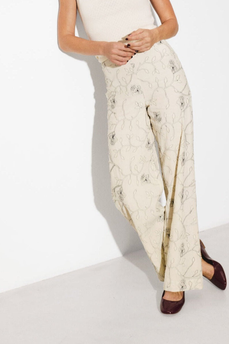 Part Two TrisjaPW PA Bukser Black Stitch on White