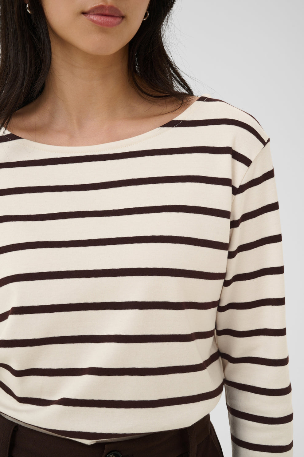 Part Two NelaPW TS T-shirt Mole Stripe Brown