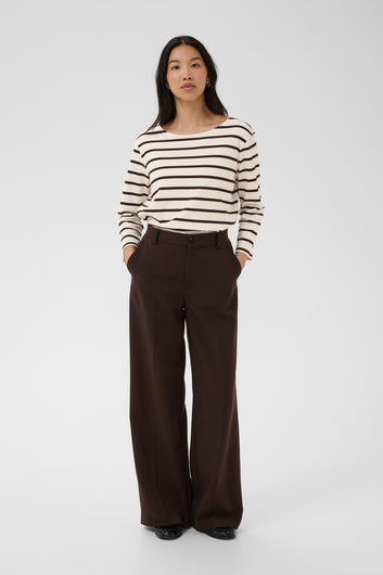 Part Two NelaPW TS T-shirt Mole Stripe Brown