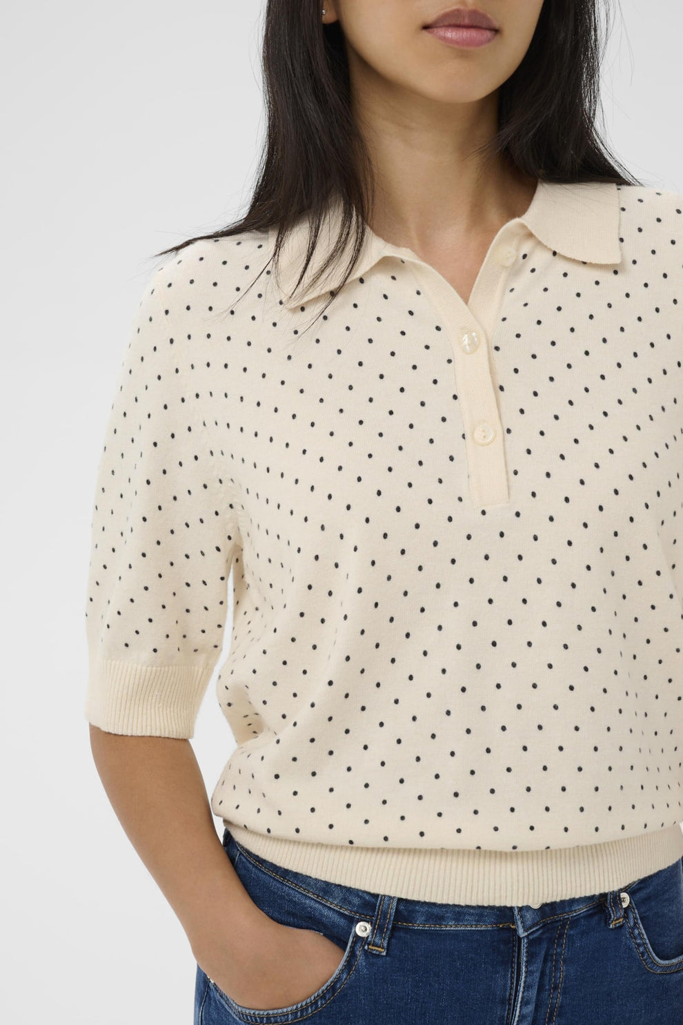 Part Two AnettiPW PU Pullover Dark Navy Dot Print