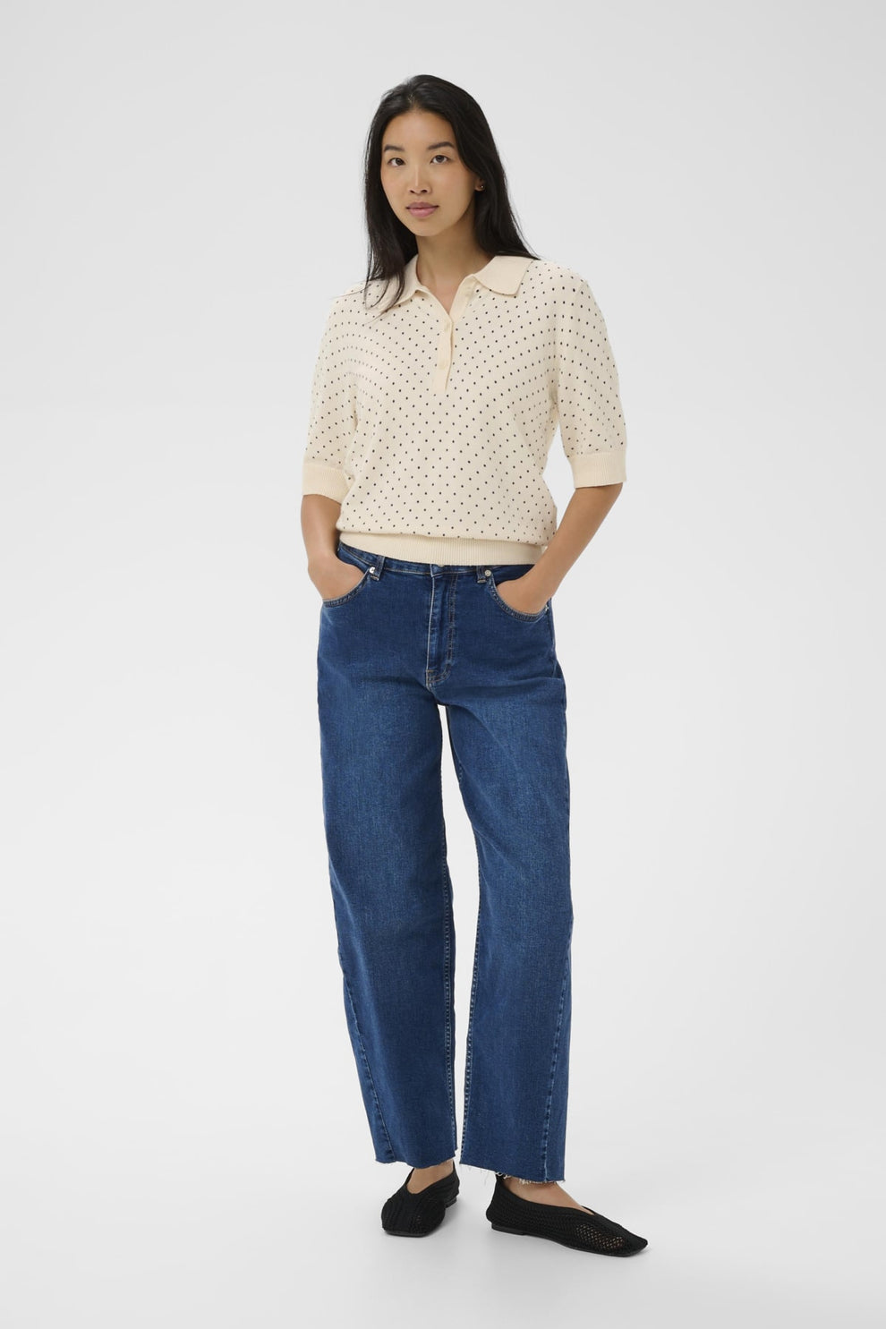 Part Two AnettiPW PU Pullover Dark Navy Dot Print