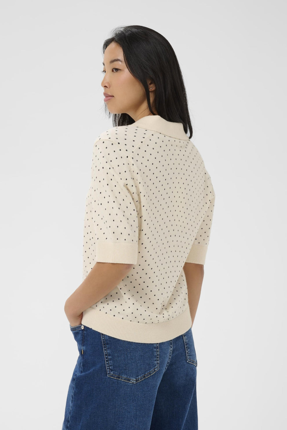 Part Two AnettiPW PU Pullover Dark Navy Dot Print