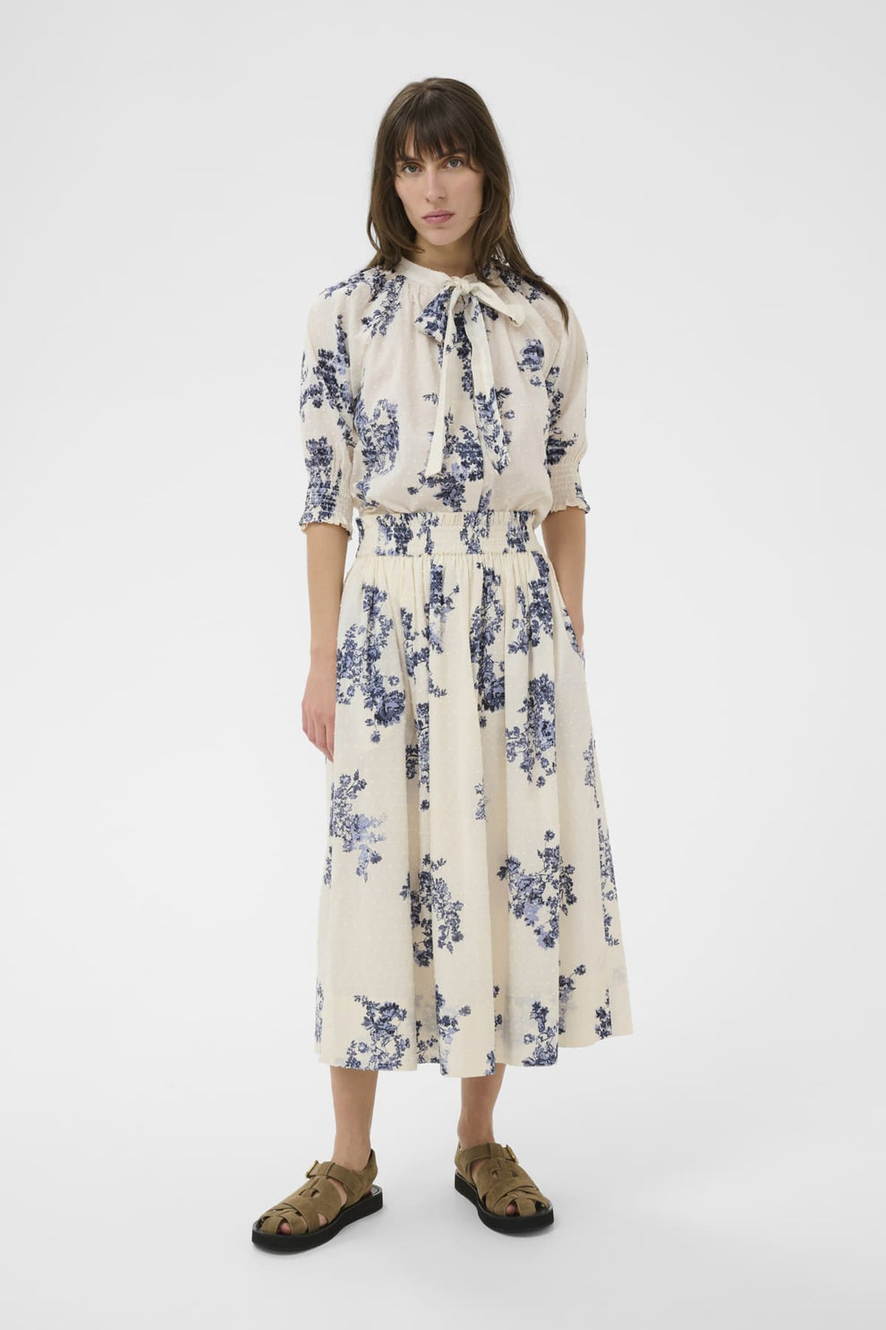Part Two AmaiaPW SK Skirt Blue Shadow Flower Print