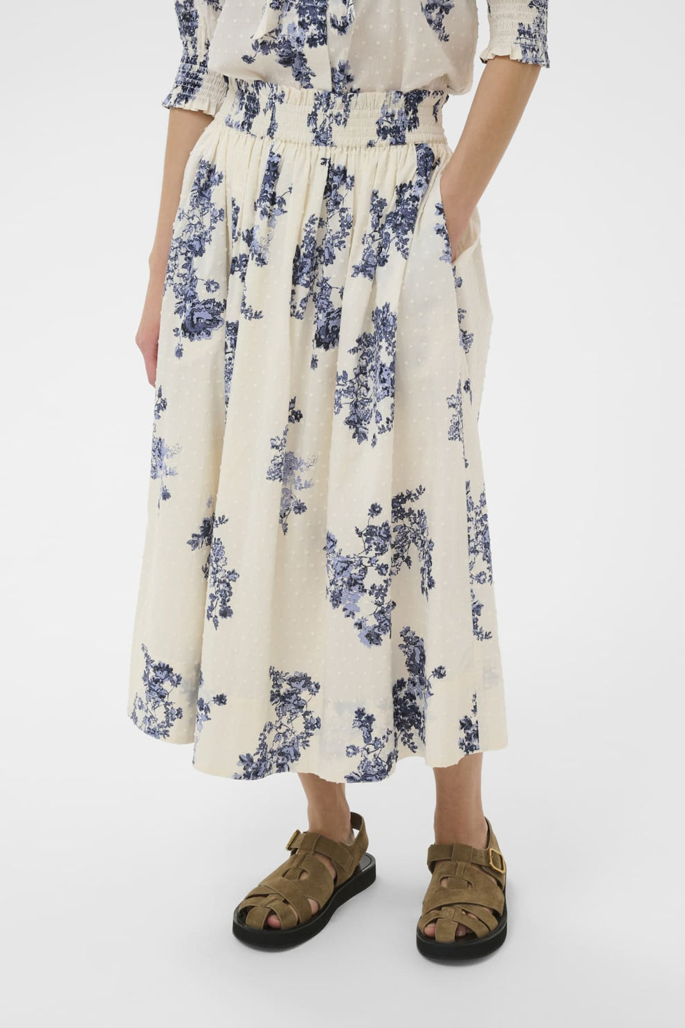 Part Two AmaiaPW SK Skirt Blue Shadow Flower Print