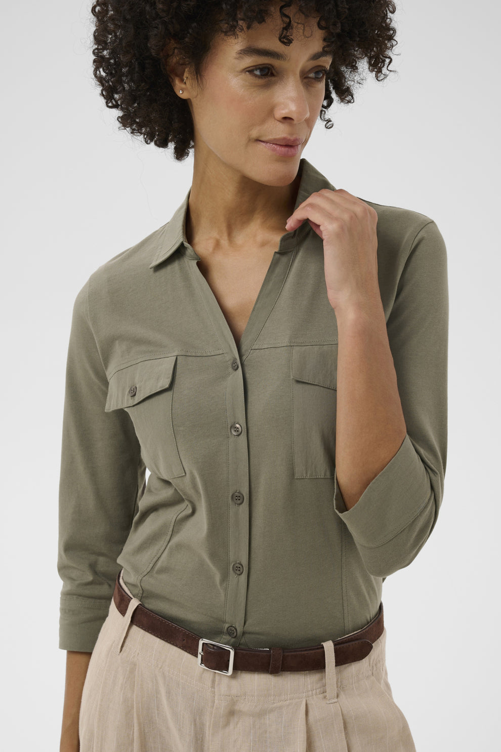 Part Two AnisePW SH Shirt Smokey Olive