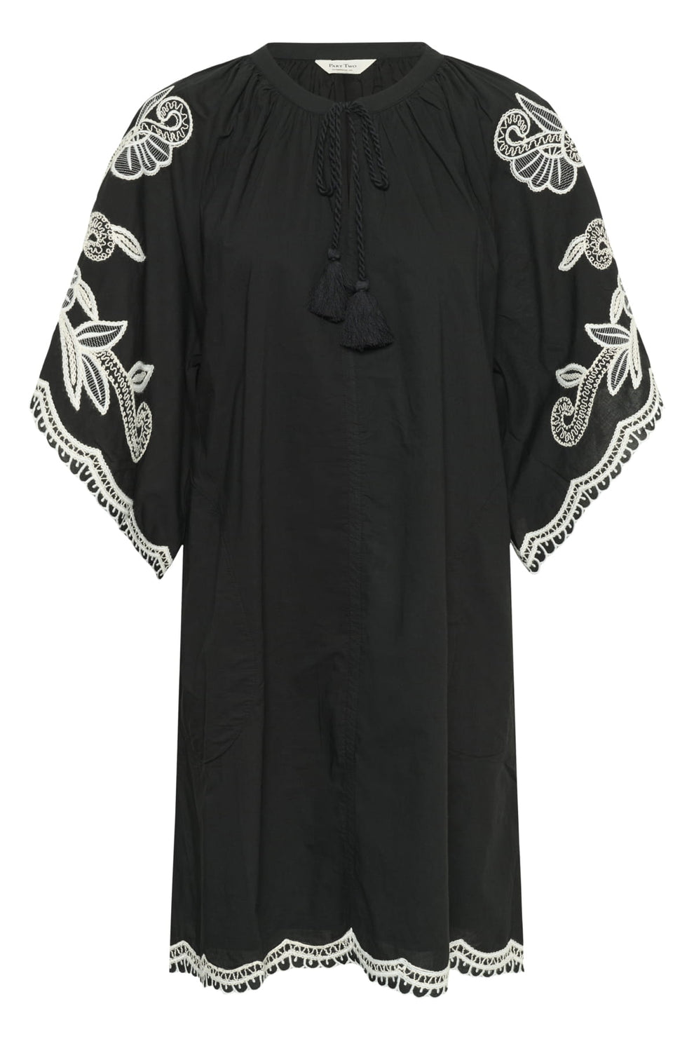 Part Two BreannaPW Dress Black W offwhite emb