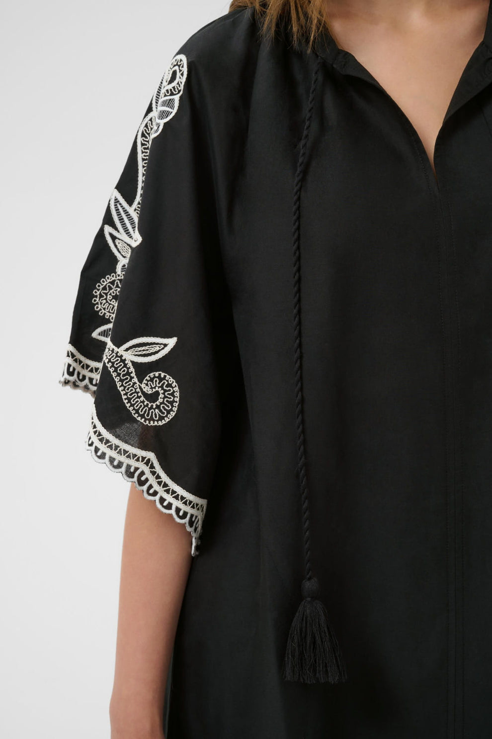 Part Two BreannaPW Dress Black W offwhite emb