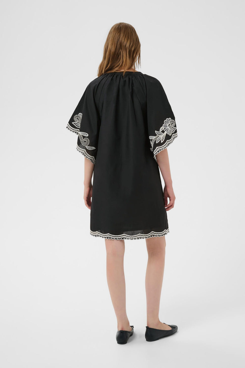 Part Two BreannaPW Dress Black W offwhite emb