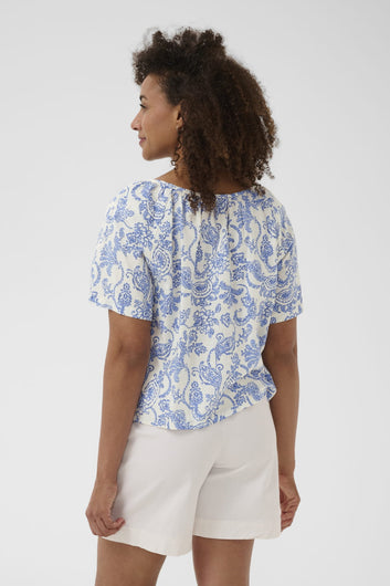 Part Two BenthaPW Blouse Blue Dot Paisley Print