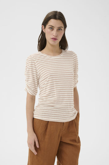 Part Two BrizettePW T-shirt Brown Stripe