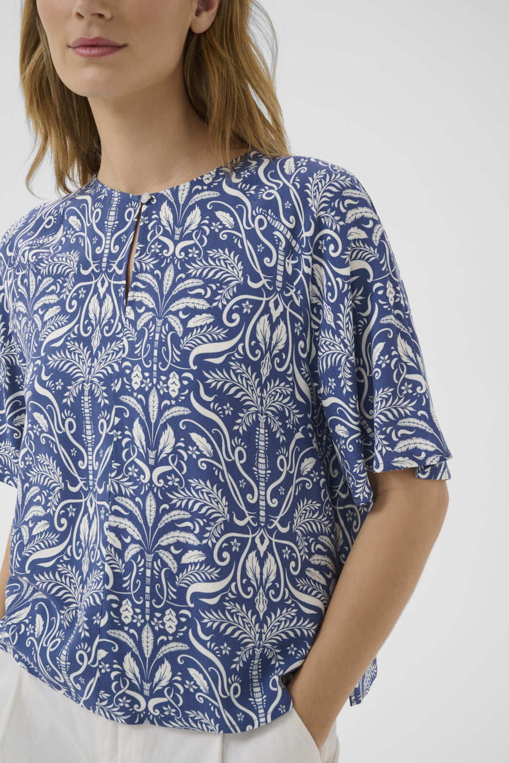 Part Two BertelinePW Blouse Blue Block Print