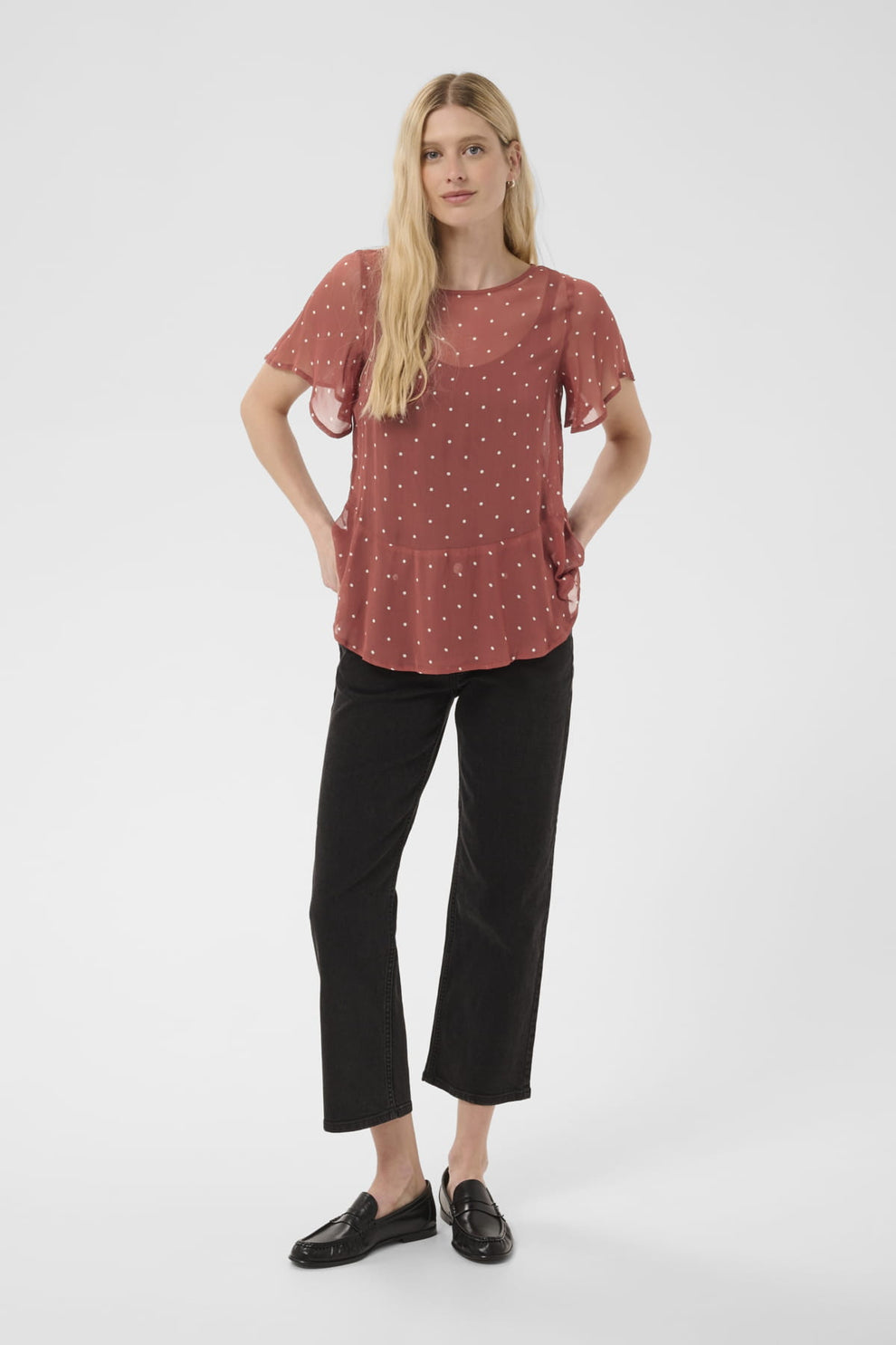 Part Two DusinePW Blouse Roasted Russet Dot Print