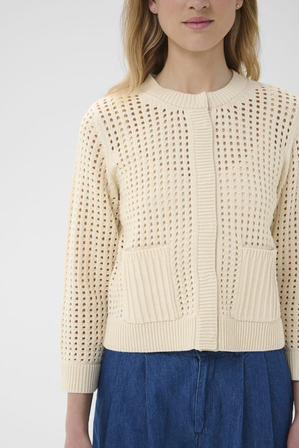 Part Two DenizePW Cardigan Whitecap Gray