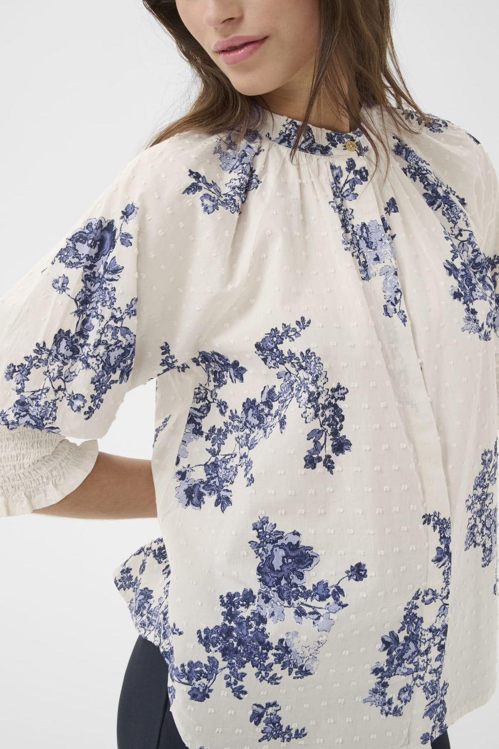 Part Two AlmerasPW SH Shirt Blue Shadow Flower Print