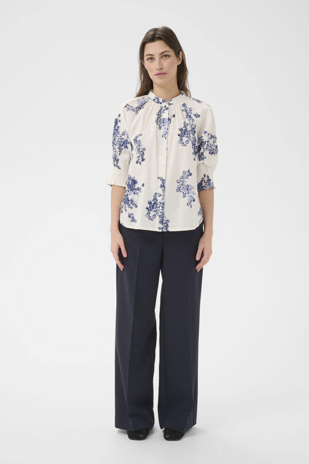Part Two AlmerasPW SH Shirt Blue Shadow Flower Print