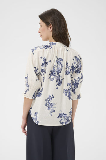 Part Two AlmerasPW SH Shirt Blue Shadow Flower Print
