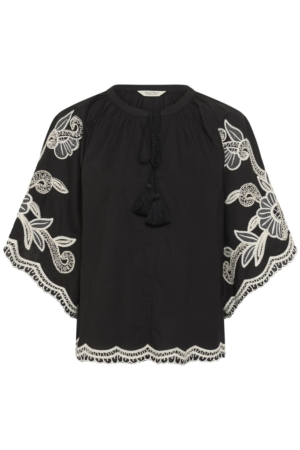 Part Two BianchaPW Blouse Black W offwhite emb