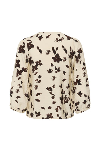 Part Two ChanniePW Shirt Oatmeal Feather Flower Print
