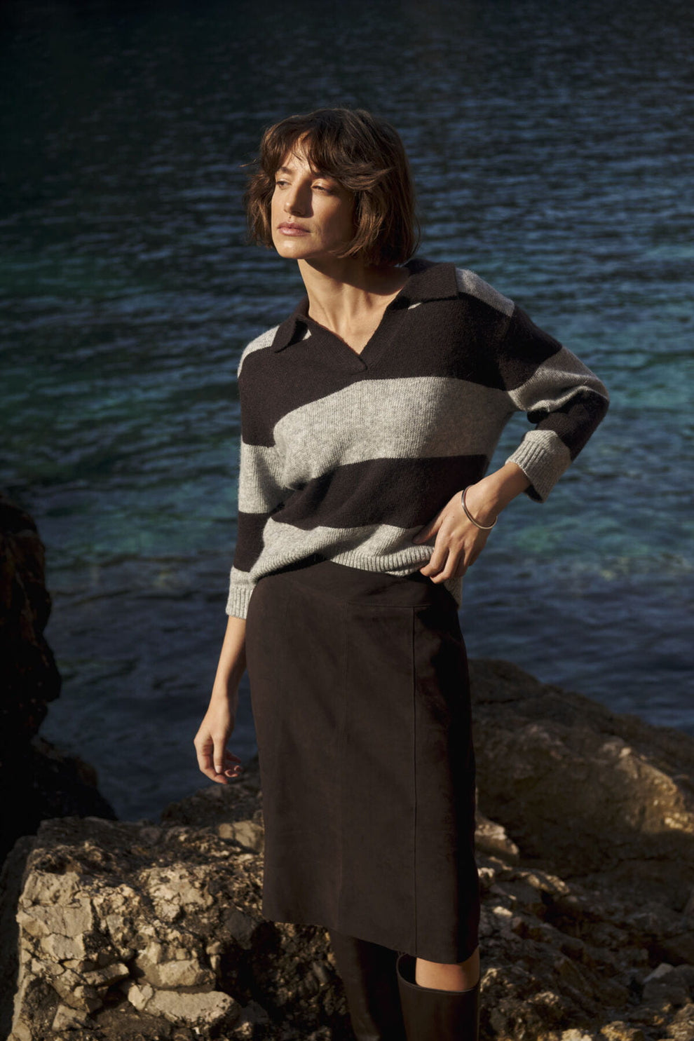 Part Two CharlottPW Pullover Whitecap Gray/Molé Stripe
