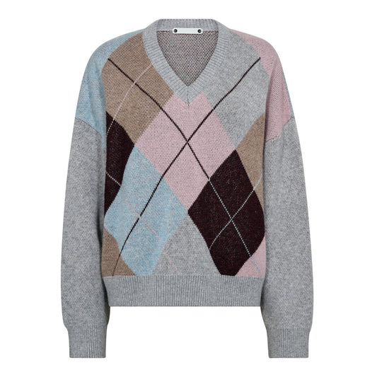 Co´Couture Majacc Check V-Knit Mid Grey