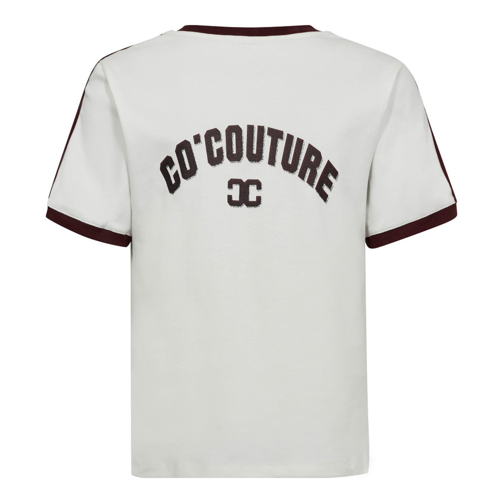 Co´Couture W Edge CC Stripe V-Tee Offwhite Winered