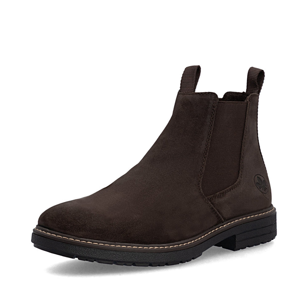 Rieker M Suede Leather Ankle Boot Zip Brown - 33180-28
