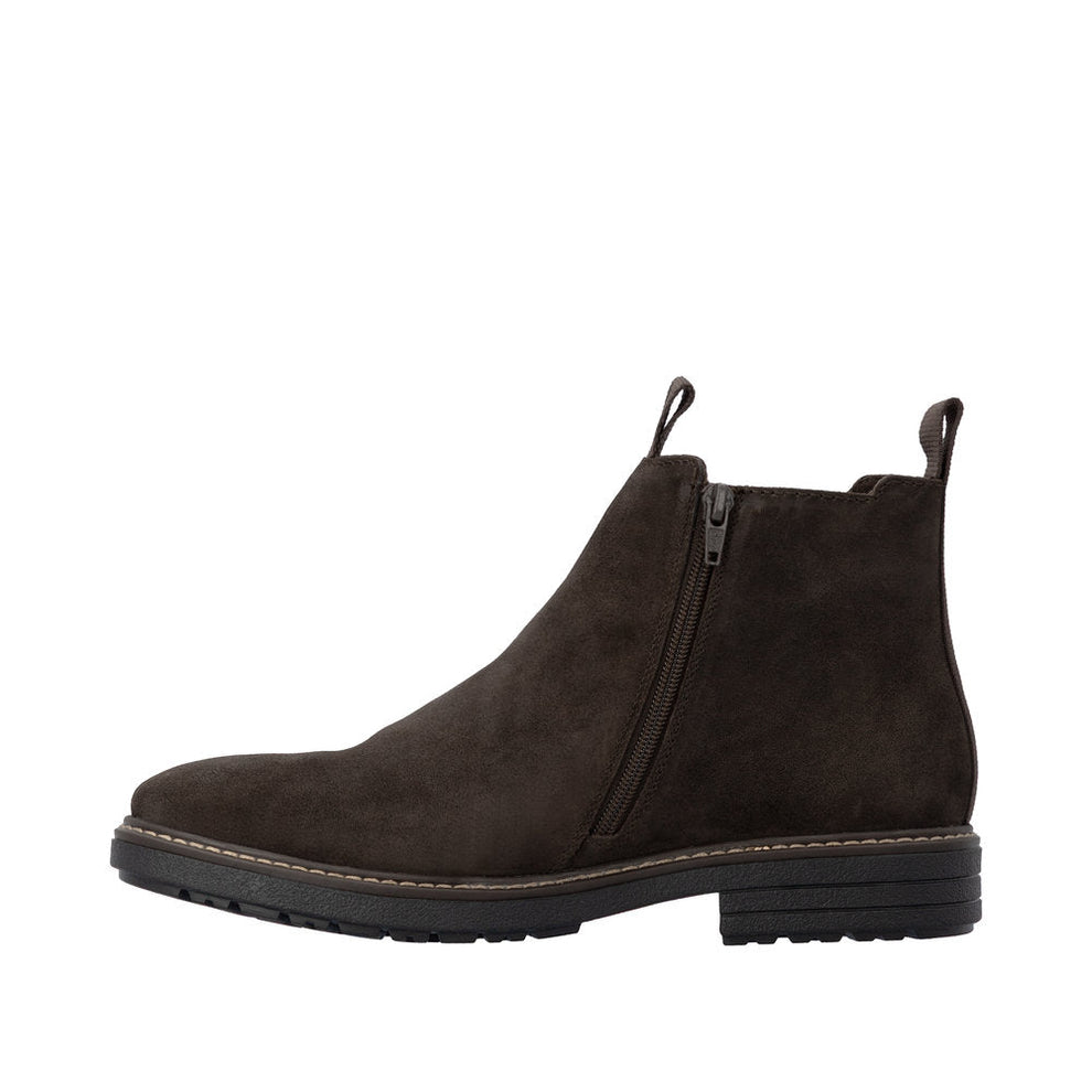 Rieker M Suede Leather Ankle Boot Zip Brown - 33180-28