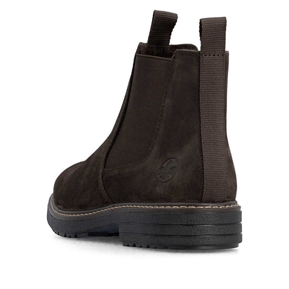 Rieker M Suede Leather Ankle Boot Zip Brown - 33180-28