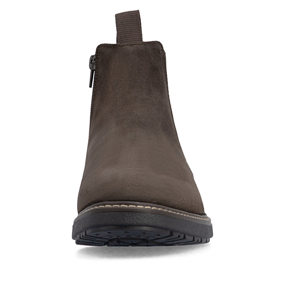 Rieker M Suede Leather Ankle Boot Zip Brown - 33180-28