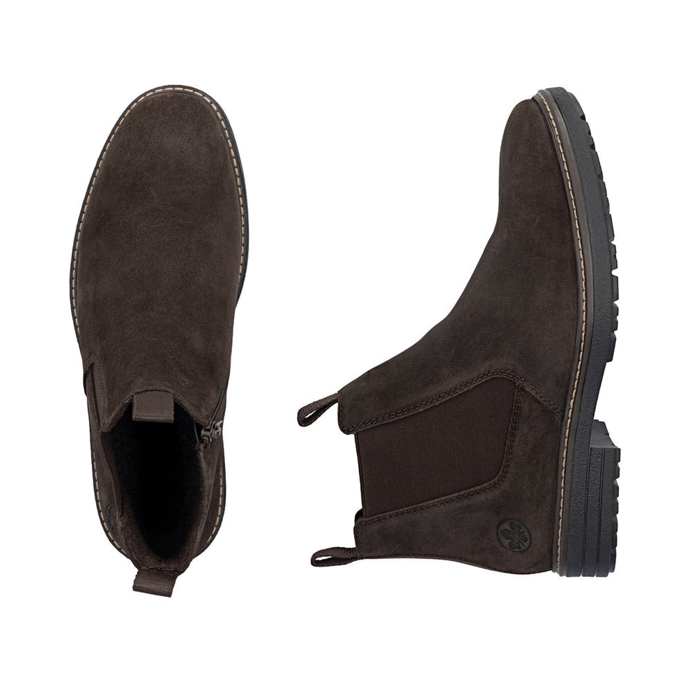 Rieker M Suede Leather Ankle Boot Zip Brown - 33180-28