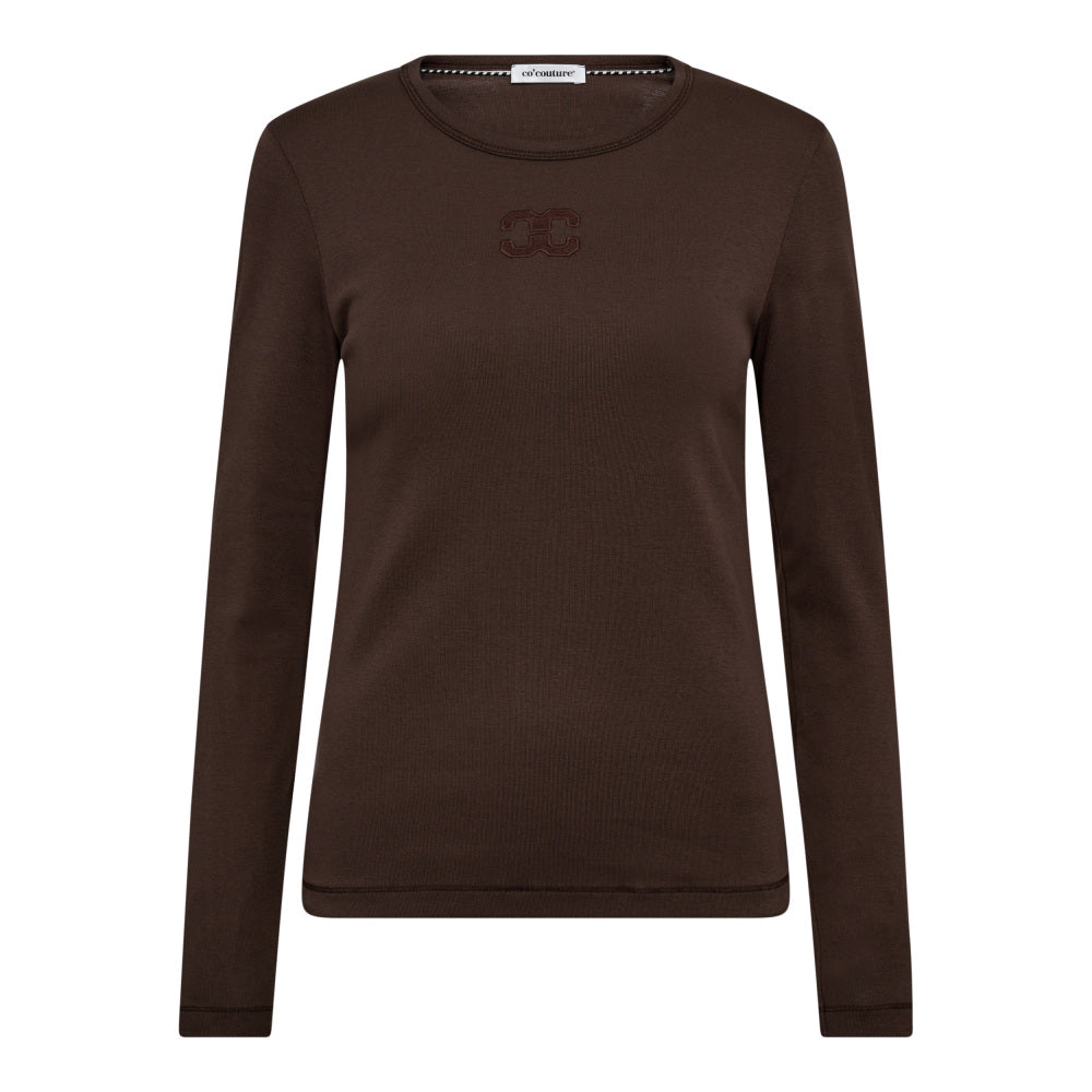 Co'Couture Granny W Embrodery LS Tee Dark Brown