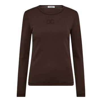 Co'Couture Granny W Embrodery LS Tee Dark Brown