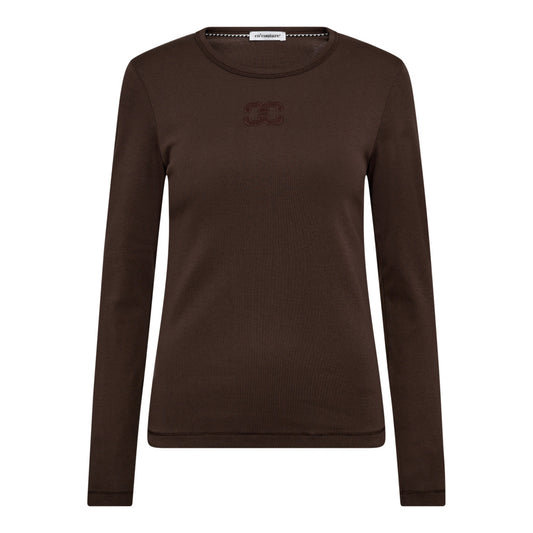 Co'Couture Granny W Embrodery LS Tee Dark Brown